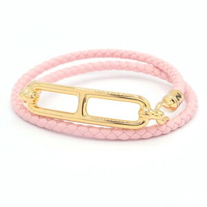 HERMES Pink Leather Charm Bracelet